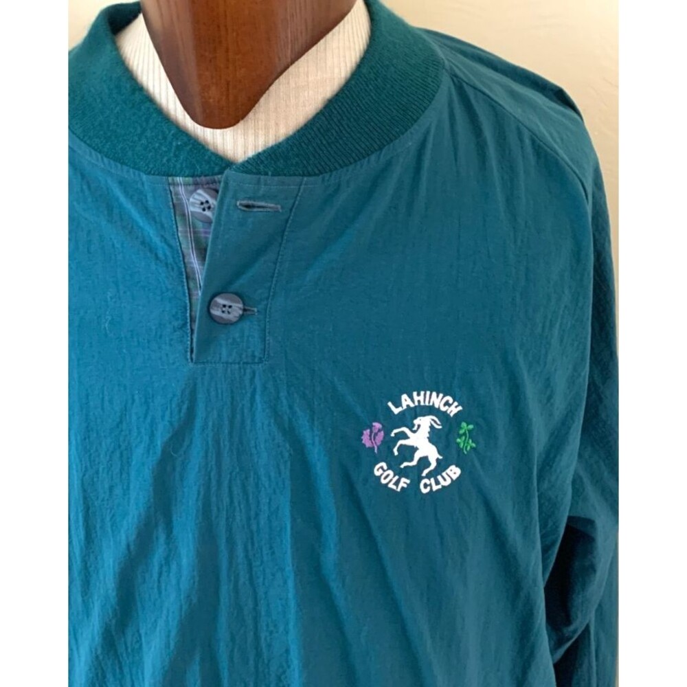 Lahinch Golf Çlub Ireland Mens XXL Green Pullover Windbreaker 2 Button Vintage